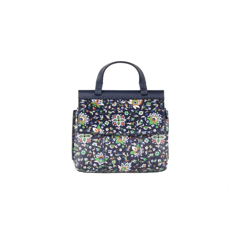 NEW Tory Burch Block Navy Soleil Floral Leather Mini Satchel Crossbody Bag - Picture 11 of 14